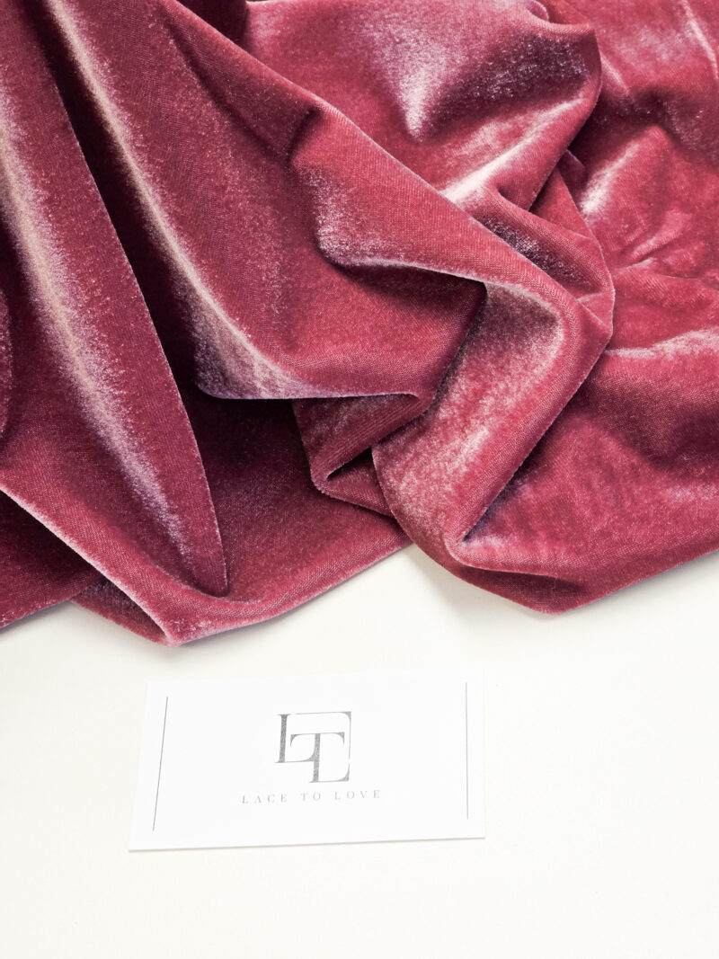 Mauve stretch velvet velour fabric