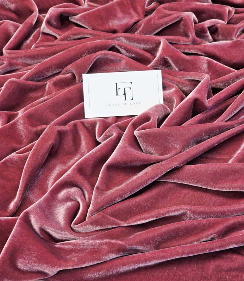 Plum color elastic velour fabric velvet