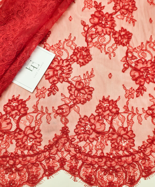 Red wedding bridal lace cloth sold by the yard