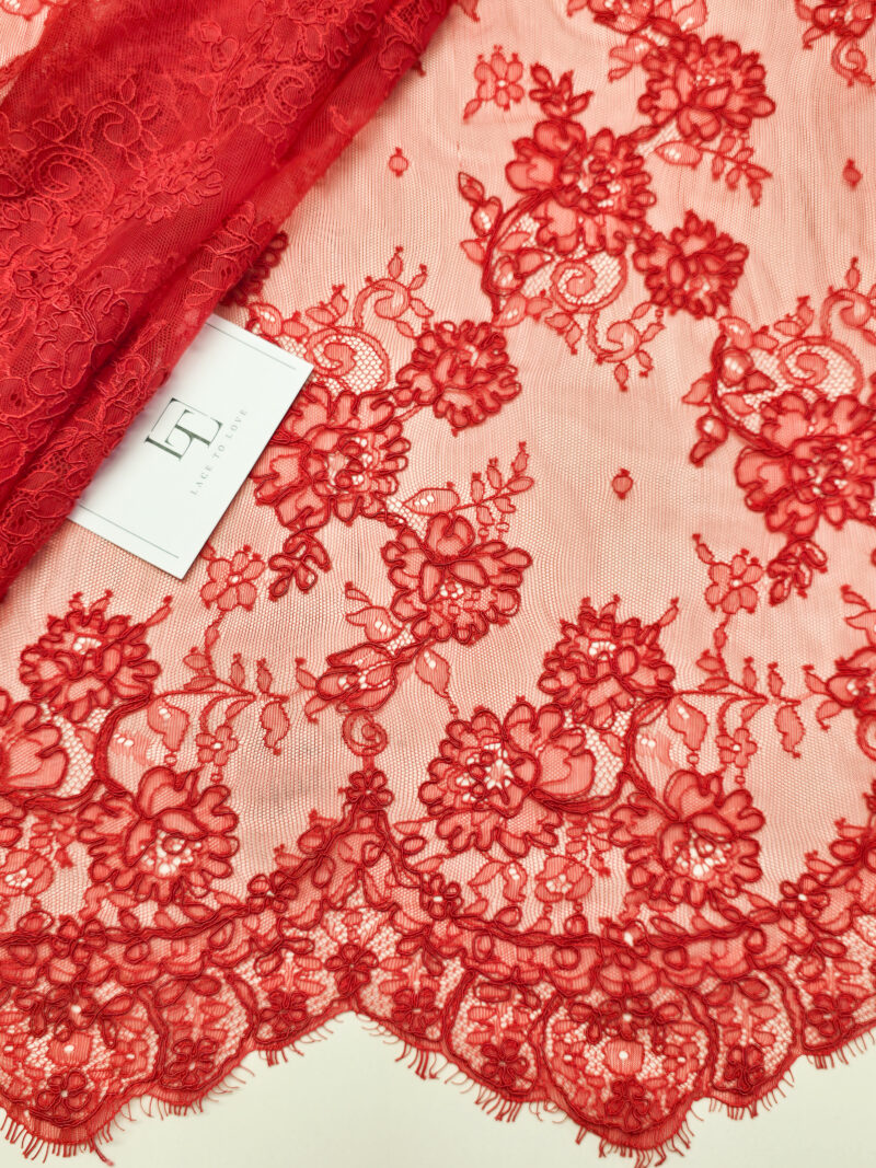 Red wedding bridal lace cloth sold by the yard