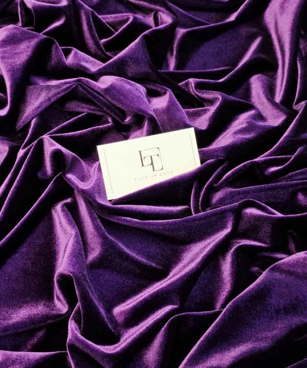 Dark purple stretch velvet fabric