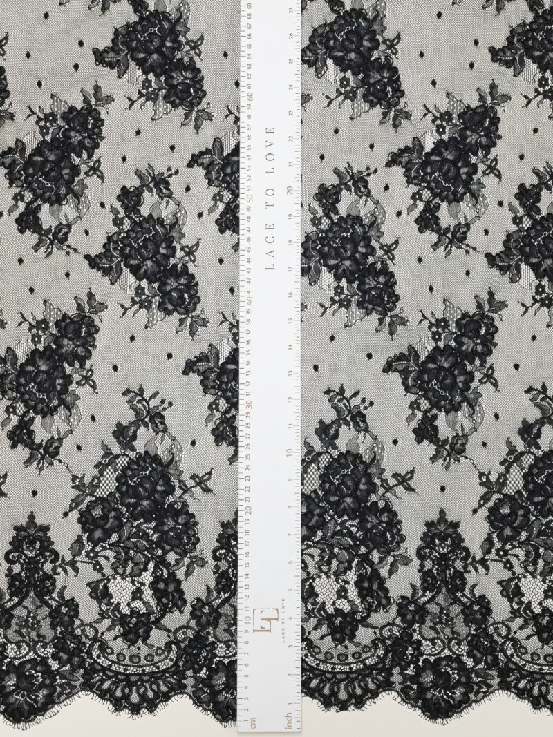 Black French Chantilly bridal lace fabric buy online by the meter