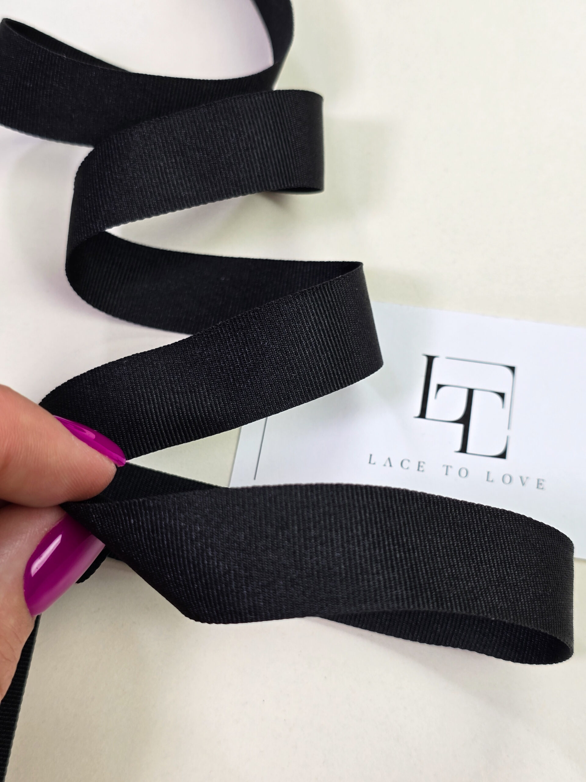 Black grosgrain edging ribbon sold by the meter online shop