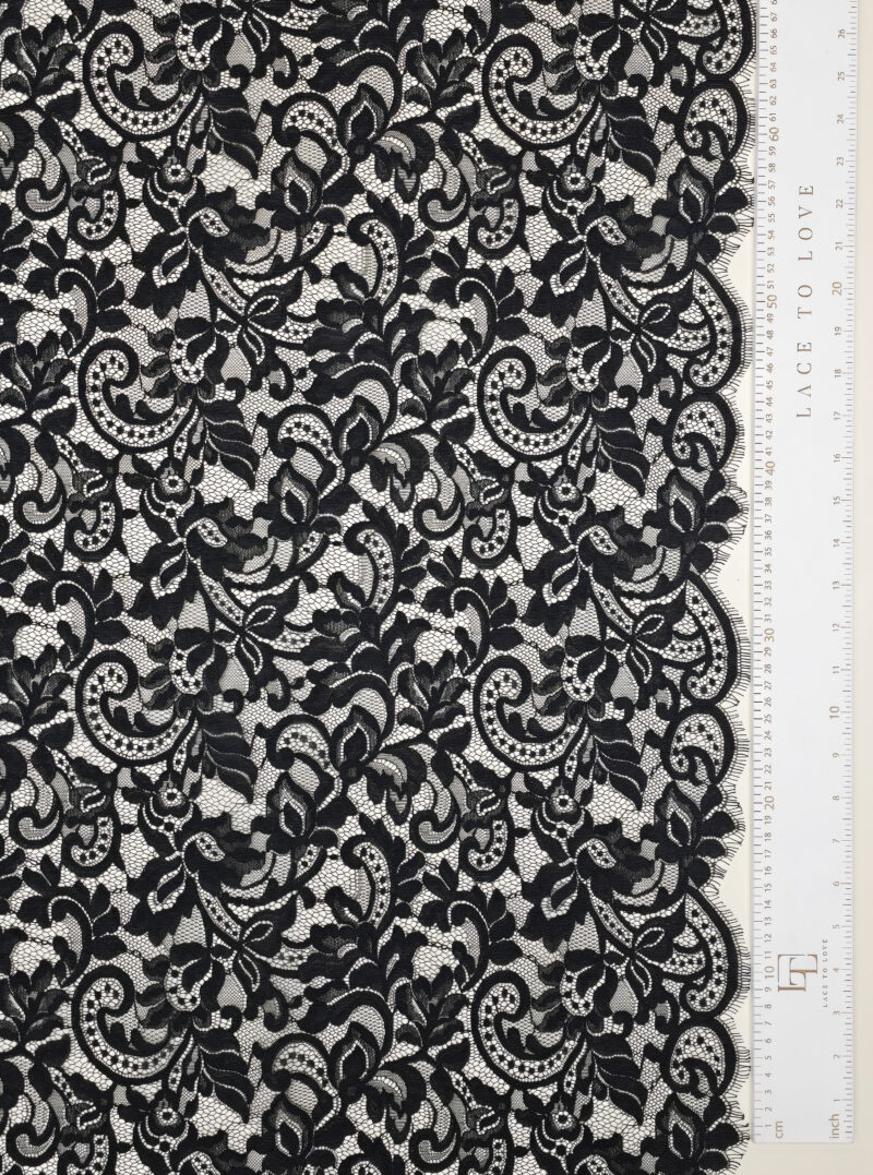 Delicate black bridal lace fabric