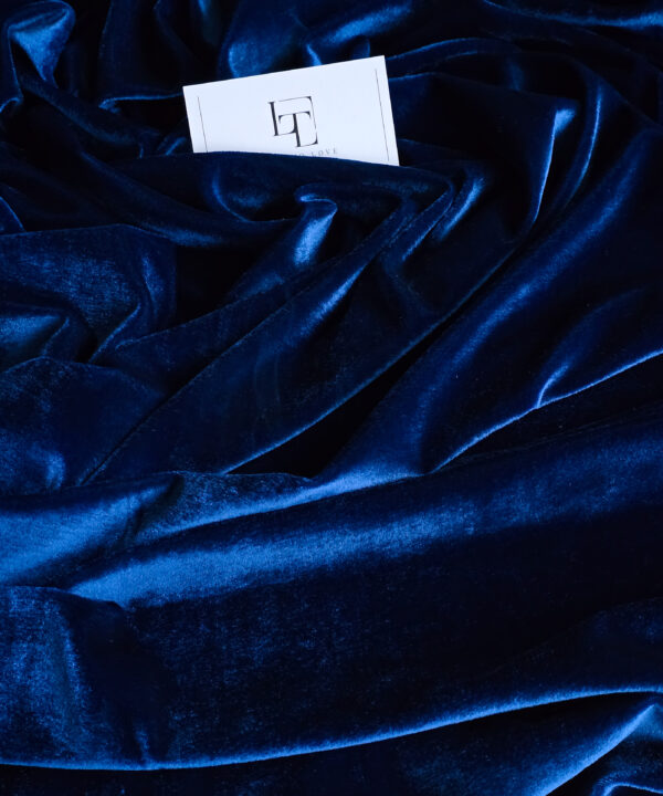 Blue stretch velvet velour fabric