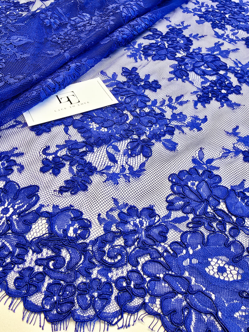 Blue wedding lace fabric sold by the meter online shop