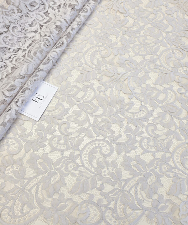 Gray Chantilly bridal lace french fabric europe