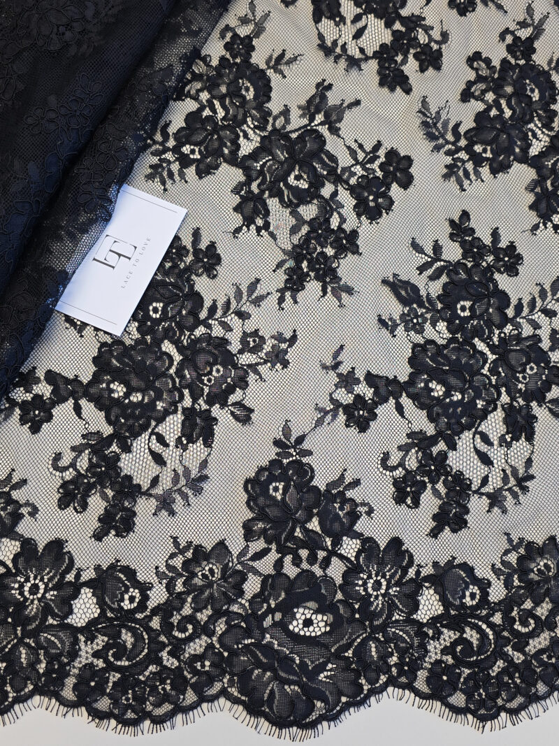 Black wedding lace fabric sold by the meter online shop