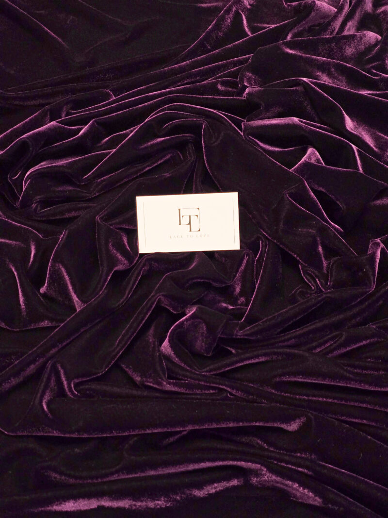 Purple stretch velvet velour fabric