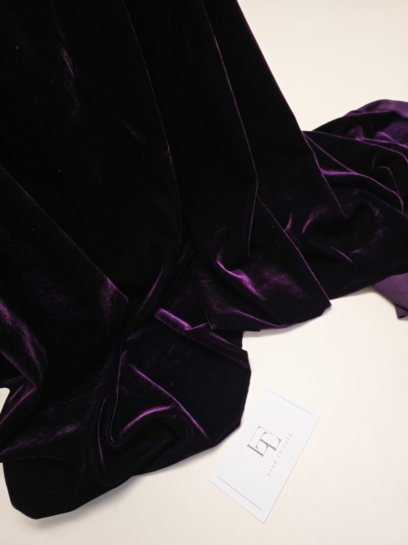 Dark purple color elastic velour fabric velvet