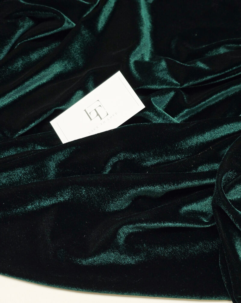 Dark green stretch velour velvet dance gown cloth