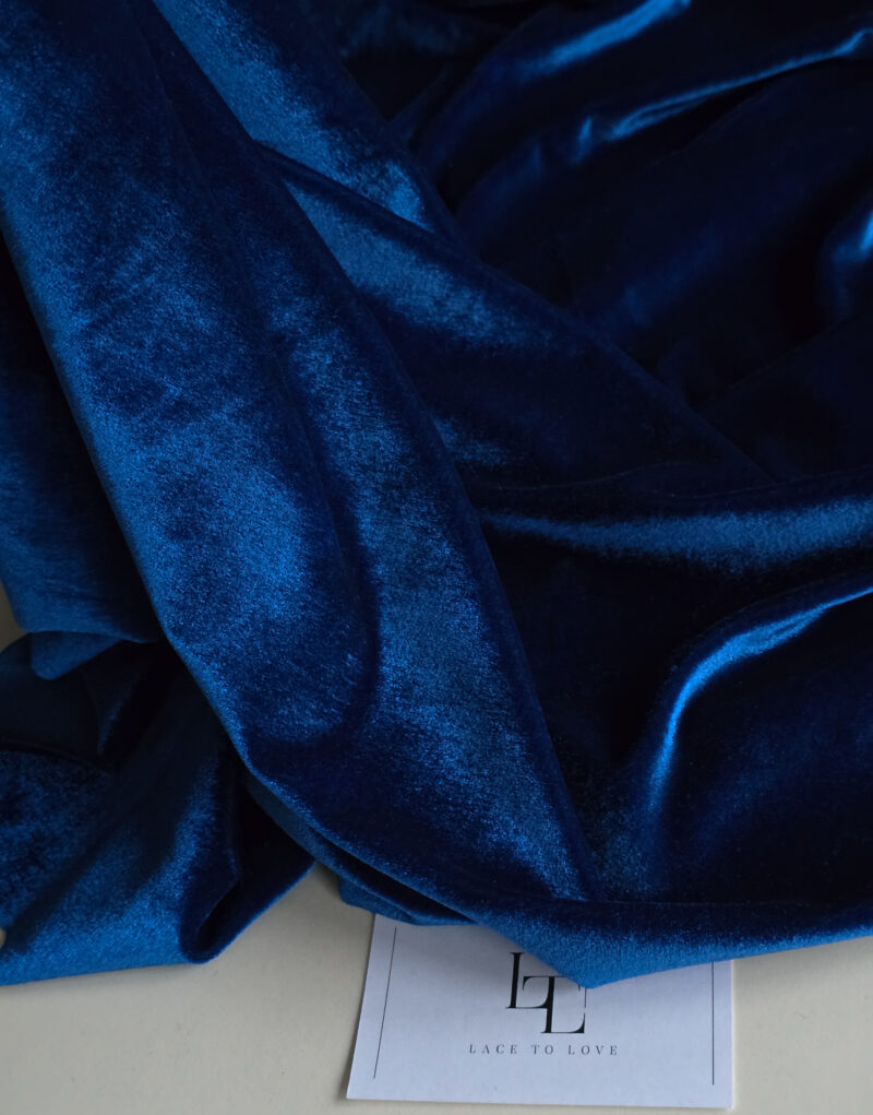 Royal blue elastic velour fabric velvet