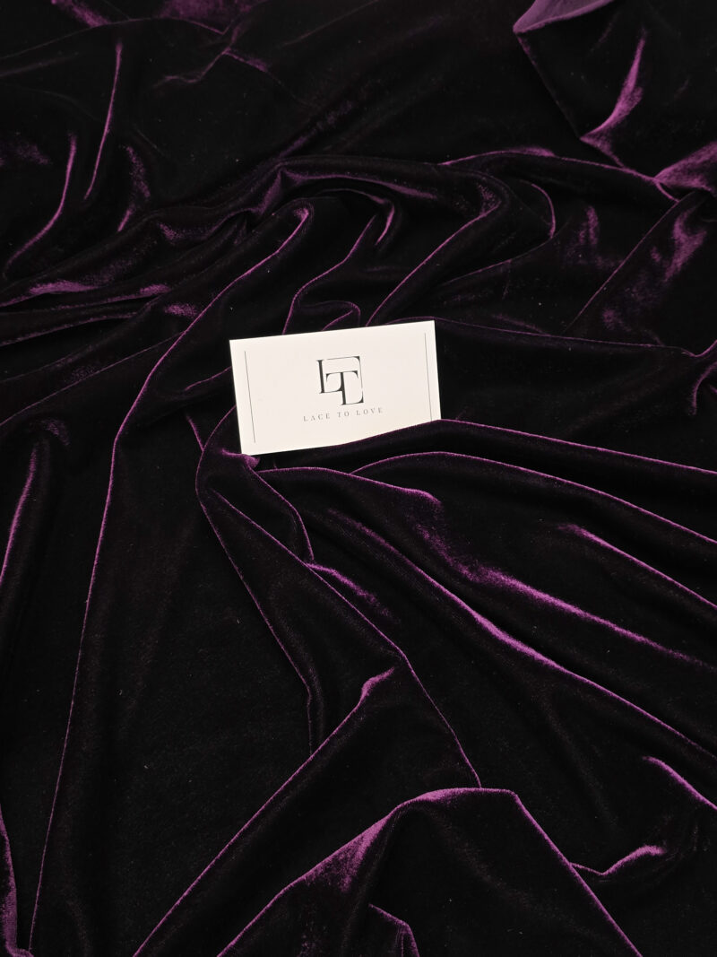 Deep purple stretch velour velvet dance gown cloth