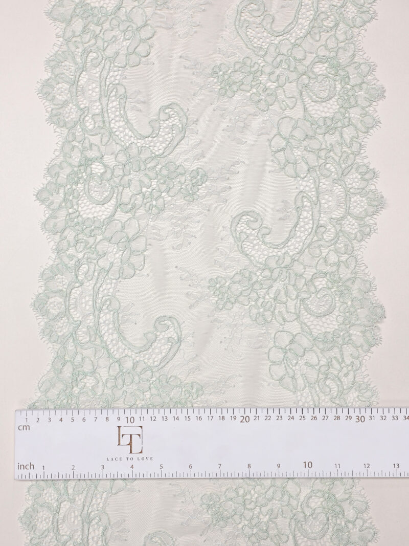 Mint green Chantilly lace edge with cord