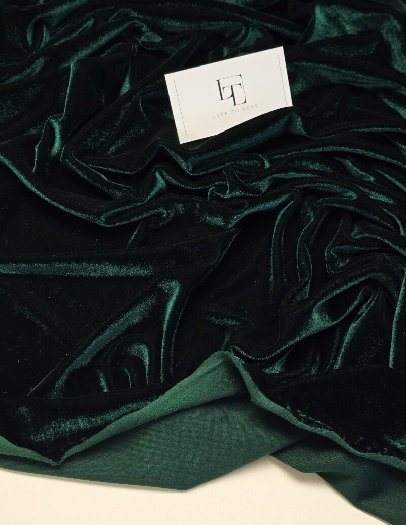 Bottle green smooth stretch velvet velour material