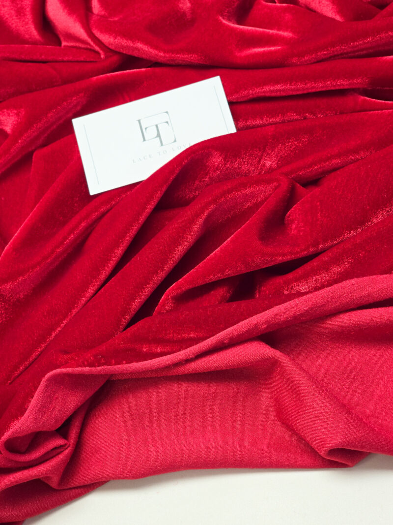 Red elastic velour fabric velvet