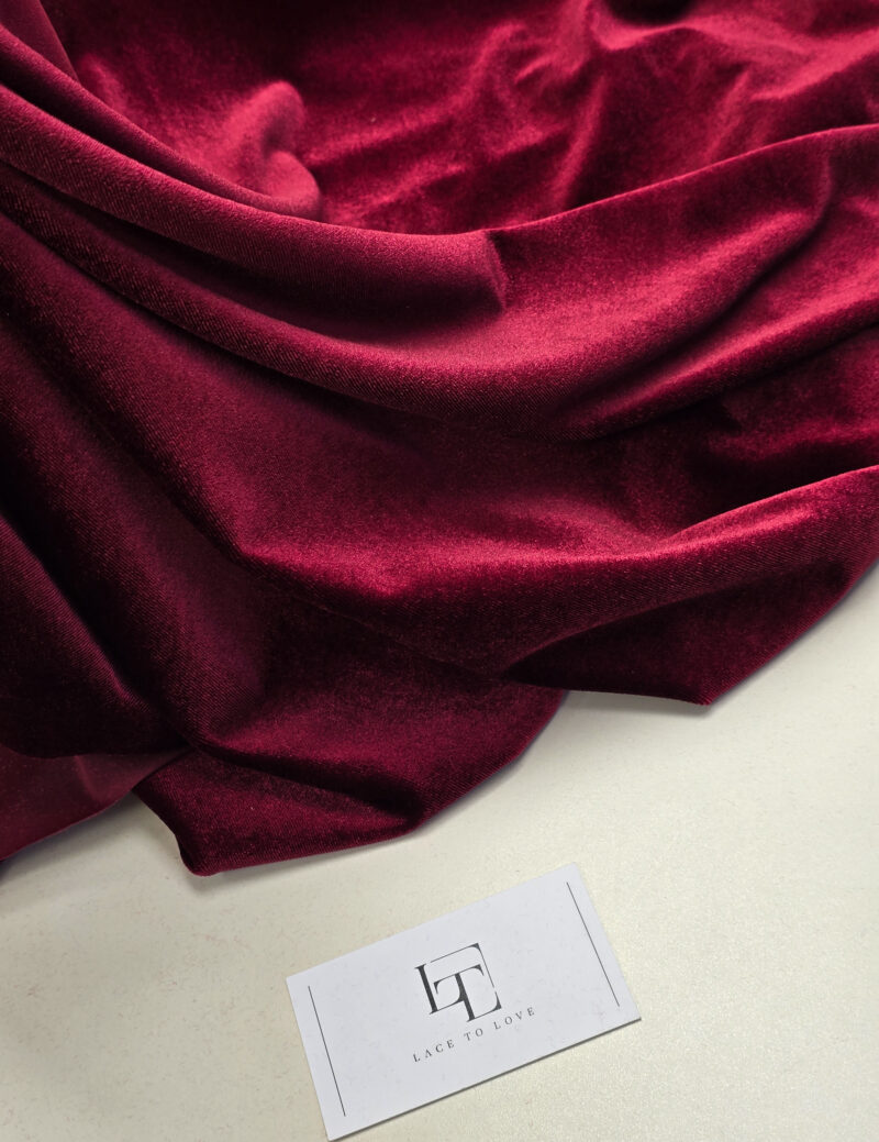 Wine red stretch velour velvet dance gown cloth