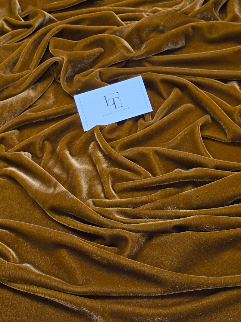 Mustard elastic velour velvet cloth