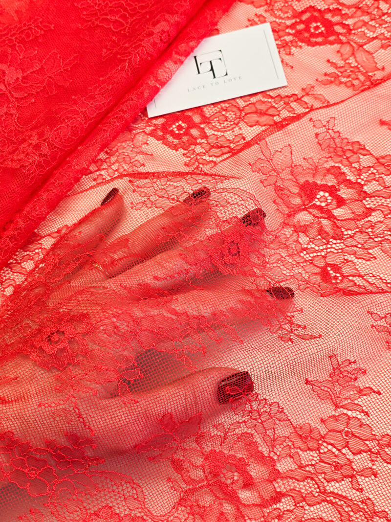 Red wedding lace fabric sold by the meter online shop