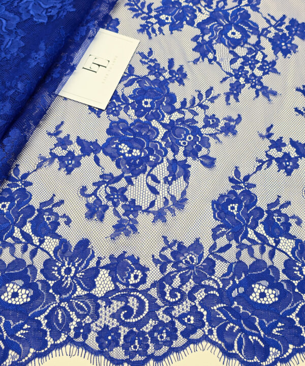 Delicate blue bridal lace fabric