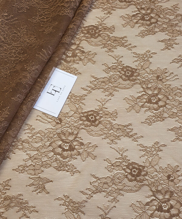 Brown Chantilly bridal lace french fabric europe