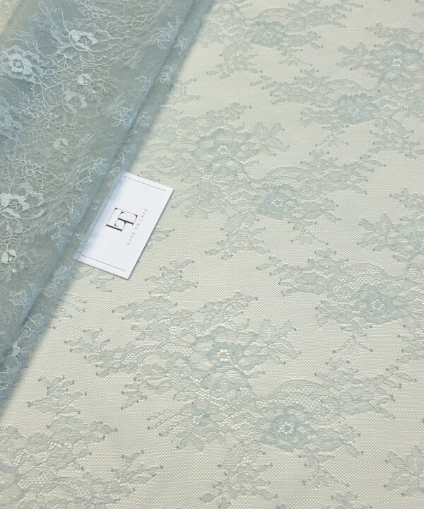 Green gray lace fabric sold by the meter online shop