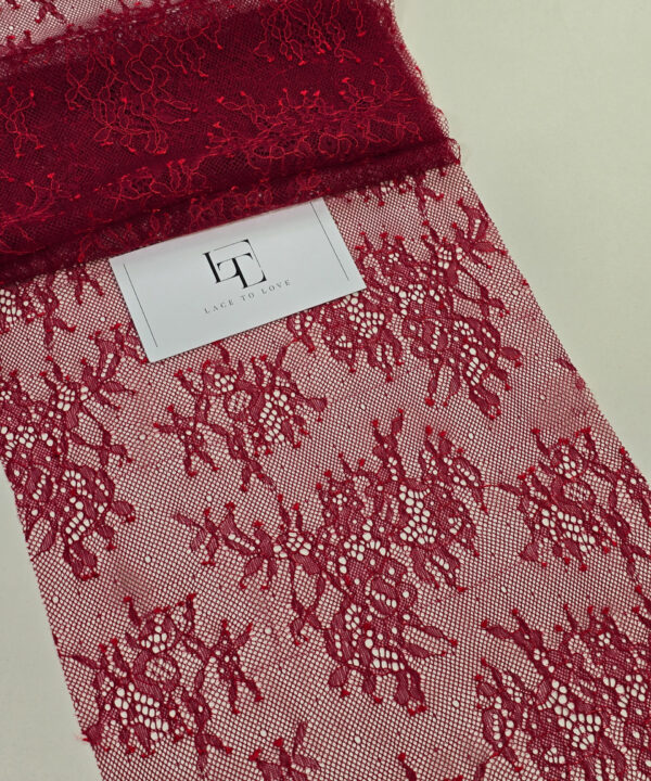 Red Chantilly lace trimming