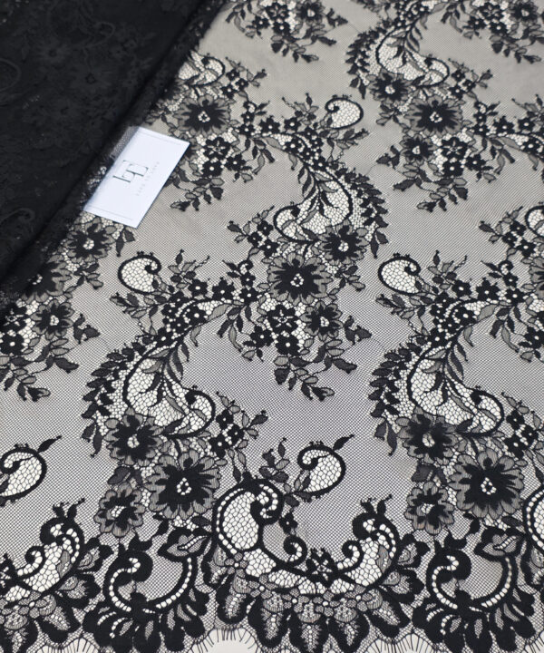Black Chantilly eyelash lace french fabric europe