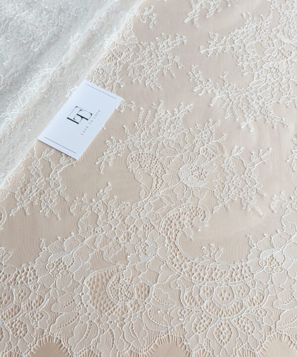 Delicate ivory ebroidery bridal lace fabric