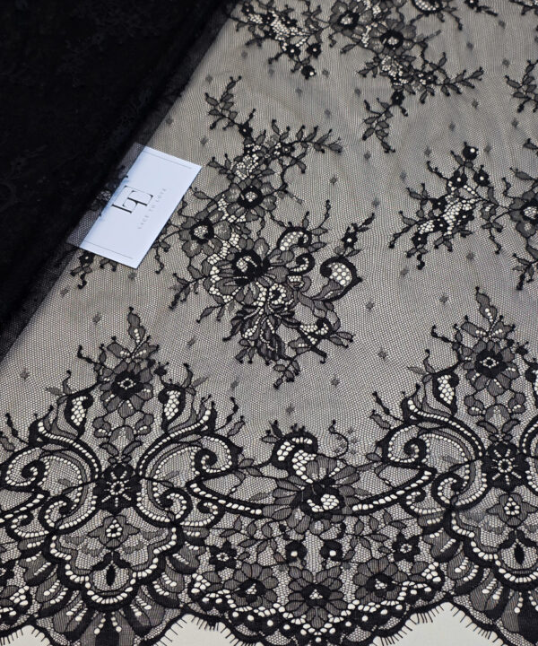 Black Chantilly eyelash lace french fabric europe