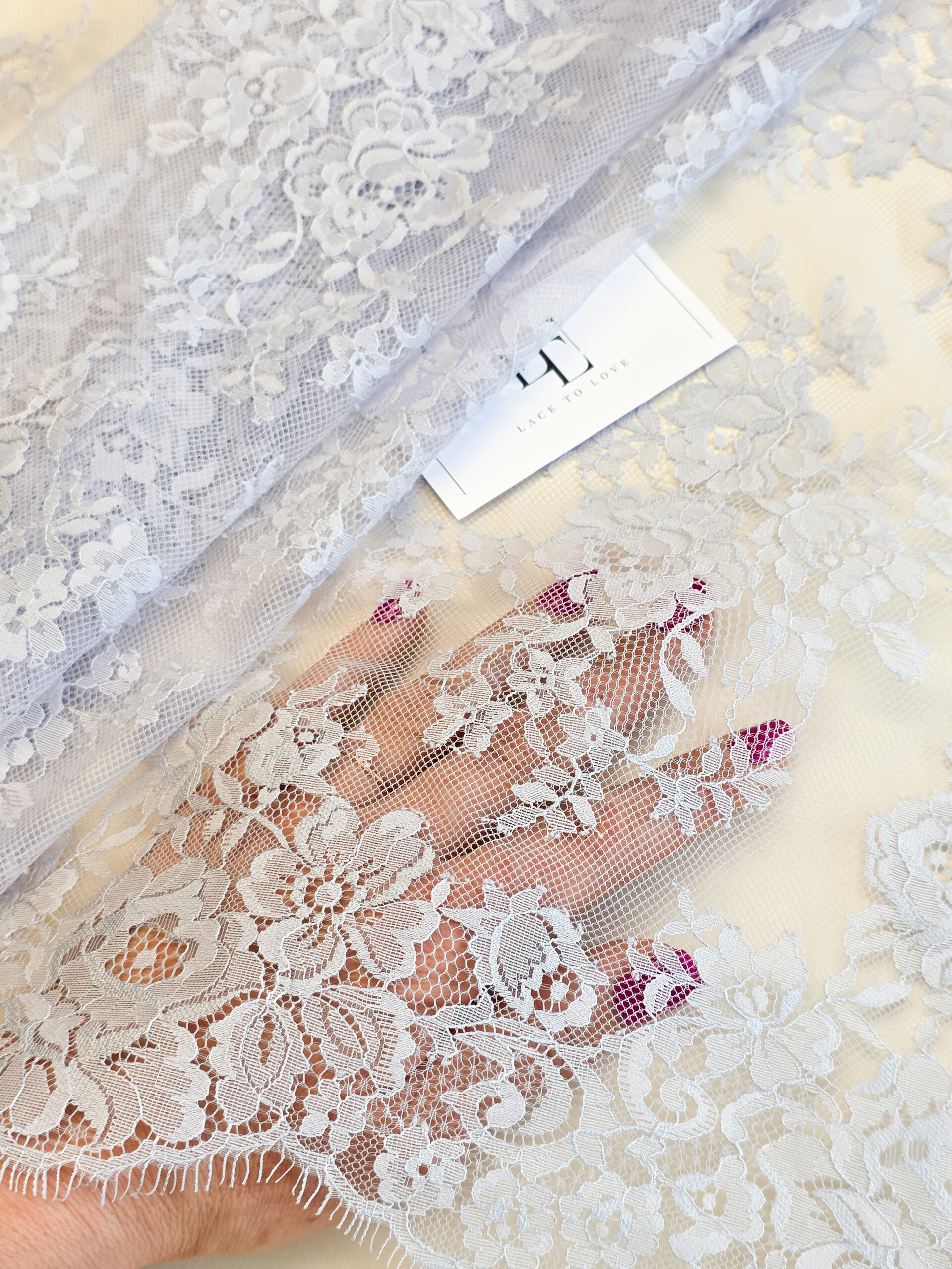 Purplish gray Chantilly lace fabric Lace To Love - Main Image