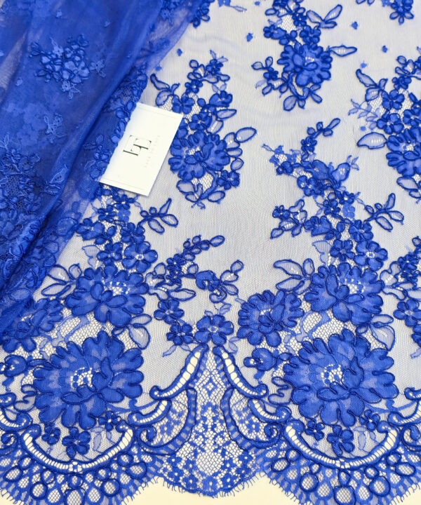 Royal blue Chantilly wedding lace french fabric europe