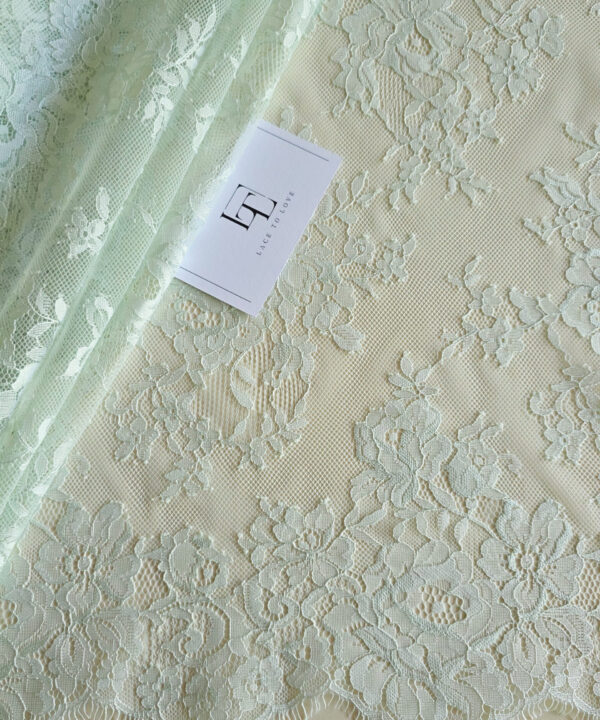 Delicate pale green lace fabric