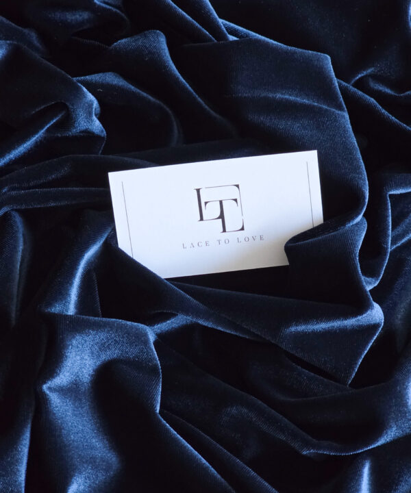 Blue stretch velvet velour fabric