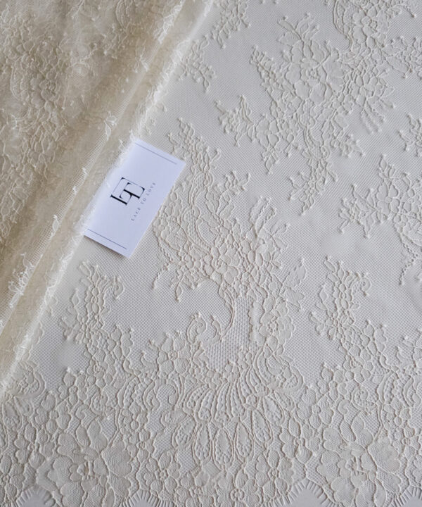 Delicate champagne lace fabric
