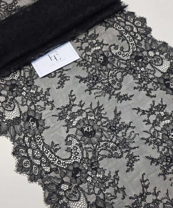 Black Chantilly lace trimming