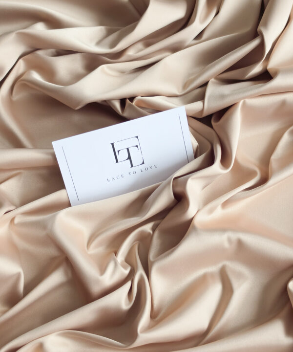 Beige stretch satin fabric