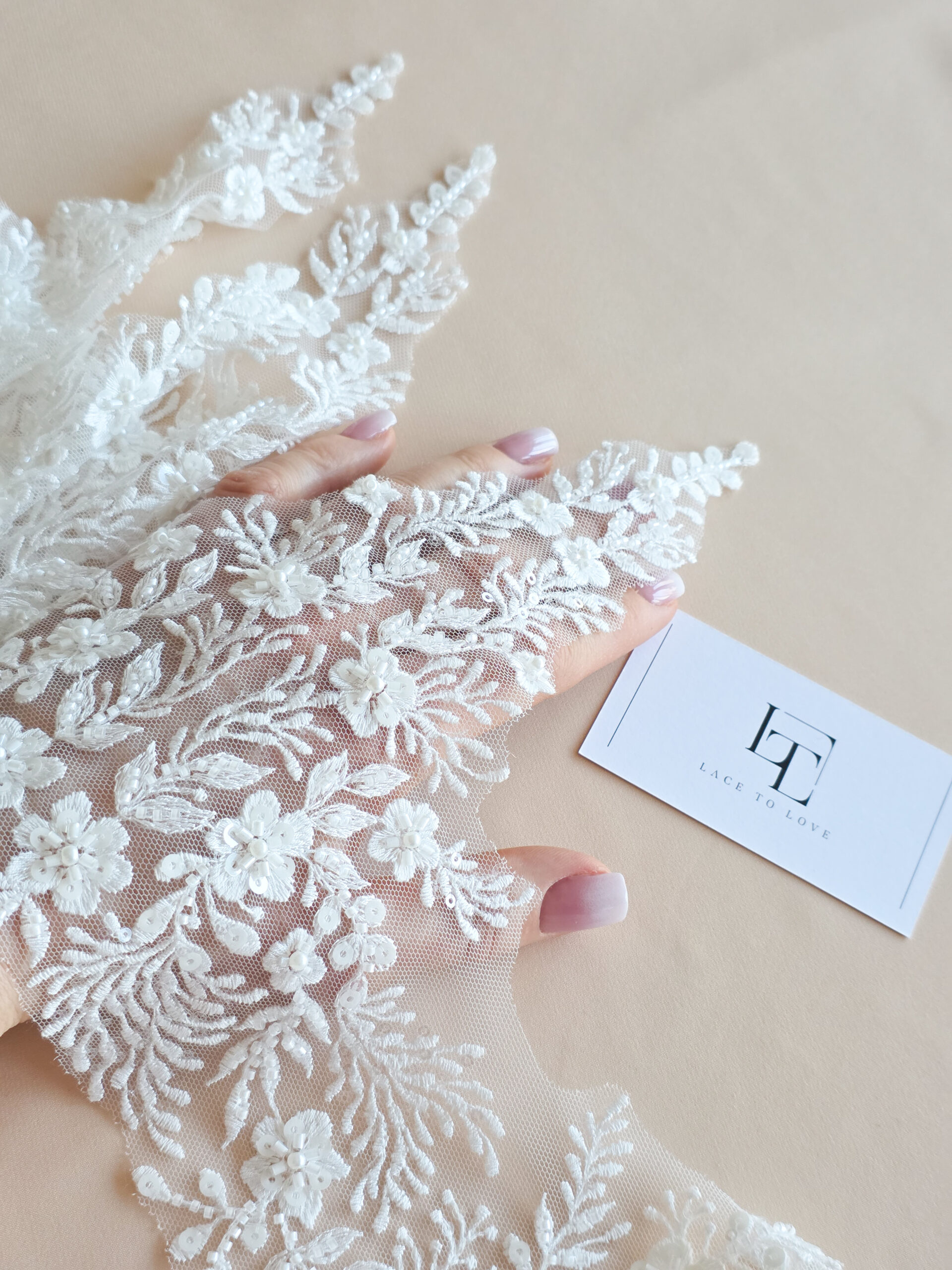 Ivory beaded lace trim europe