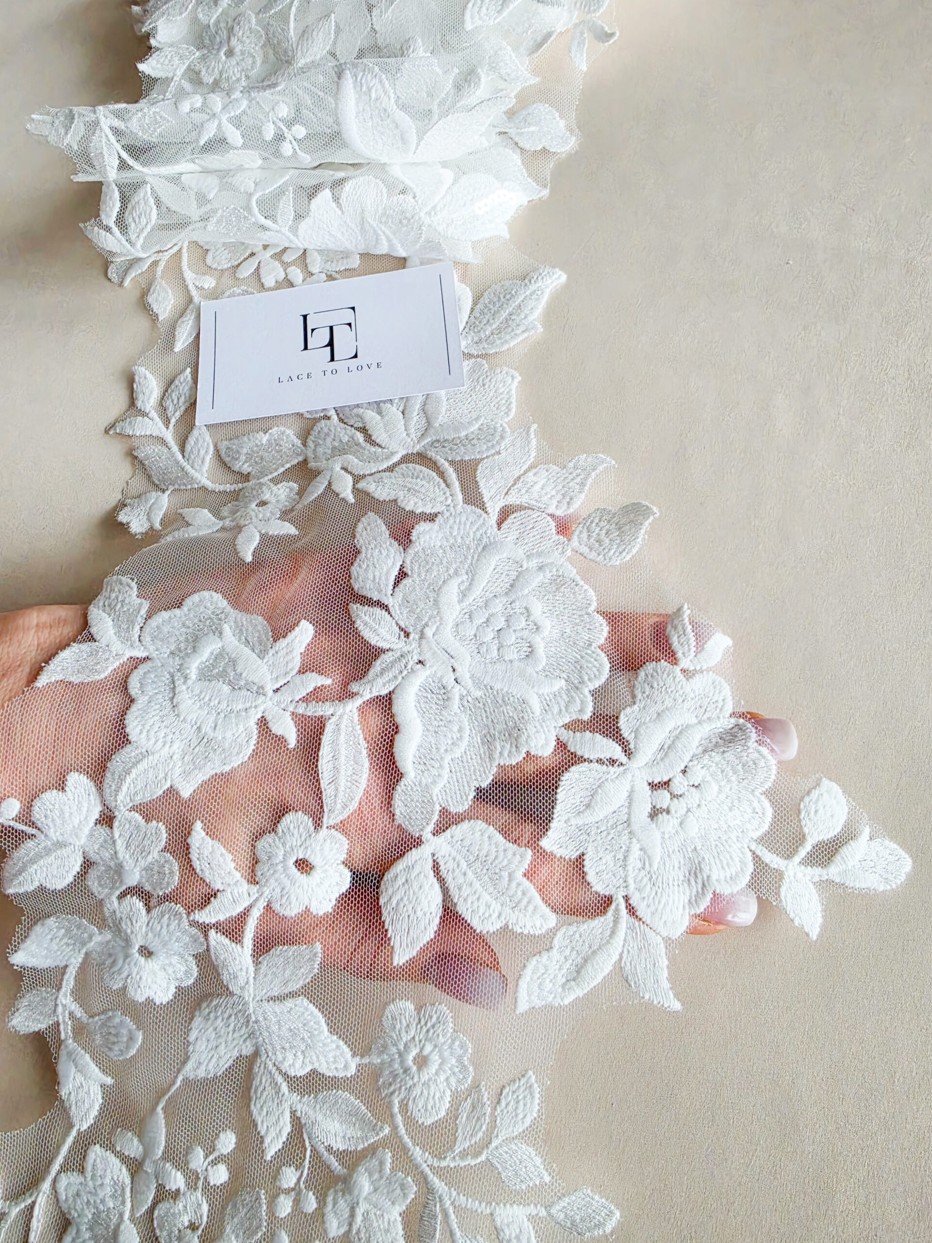 Ivory beaded lace trim europe