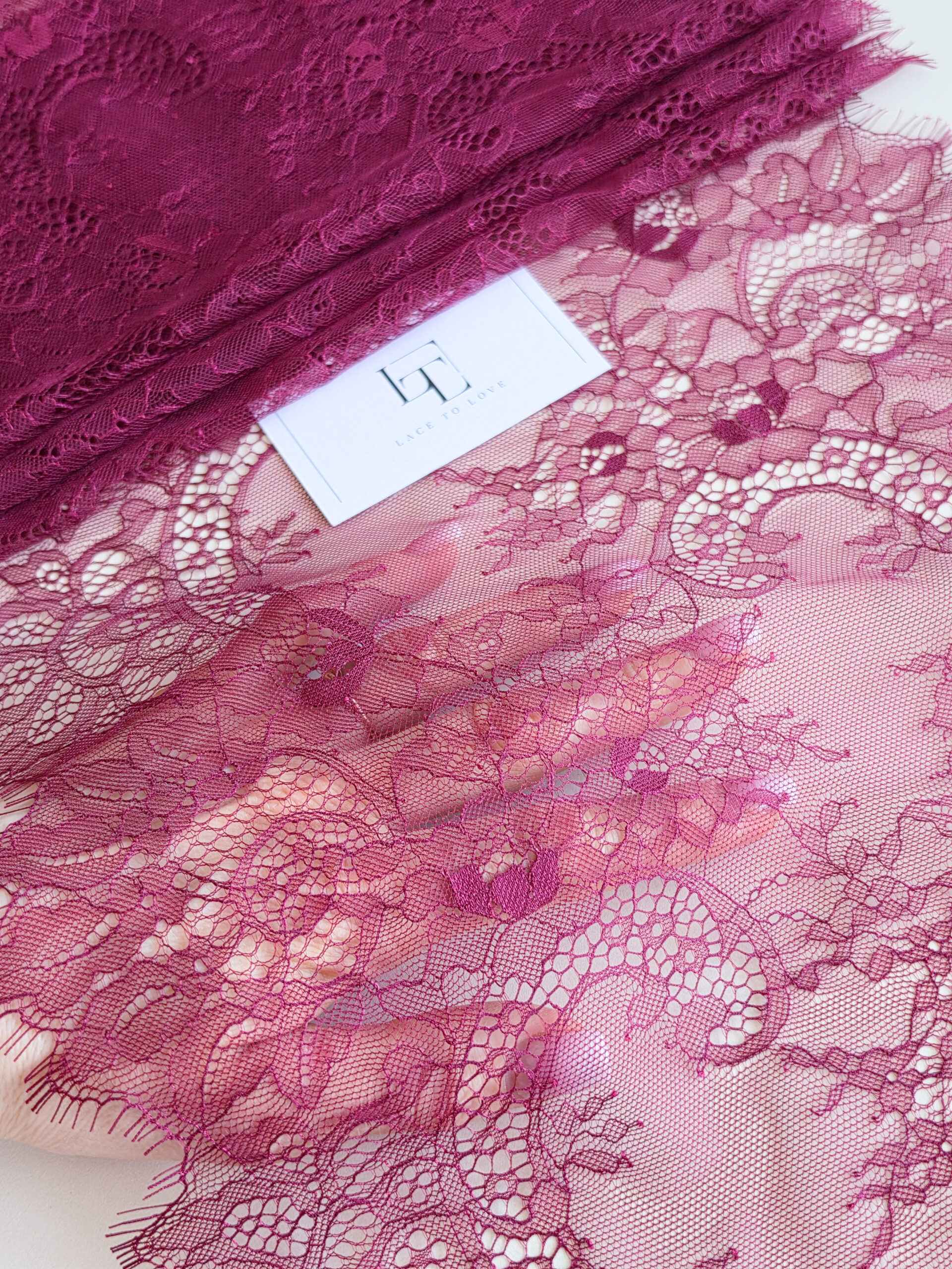 Bordeaux lace ribbon sold by the yard