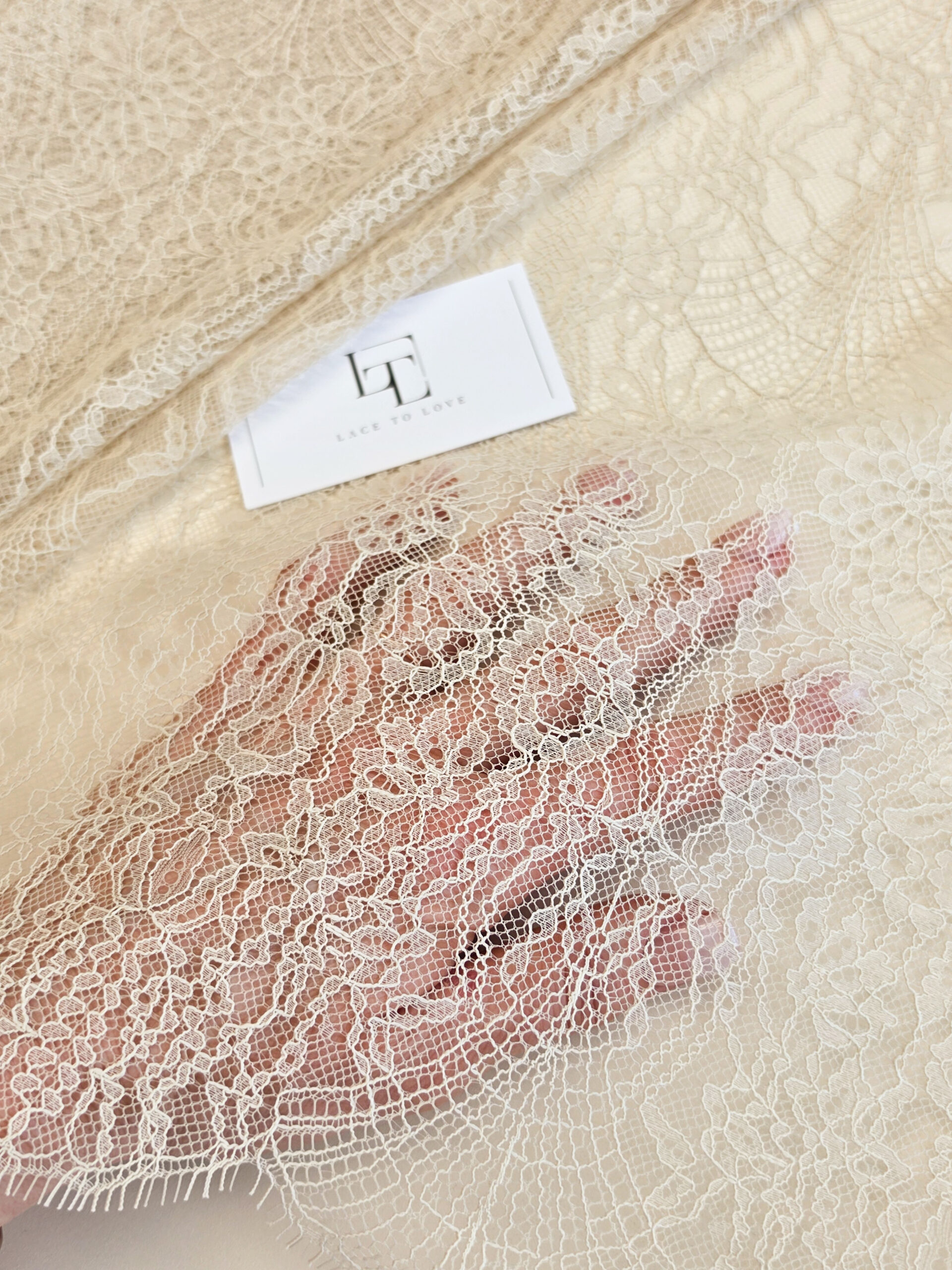 Light beige nude lace cloth sold by the yard