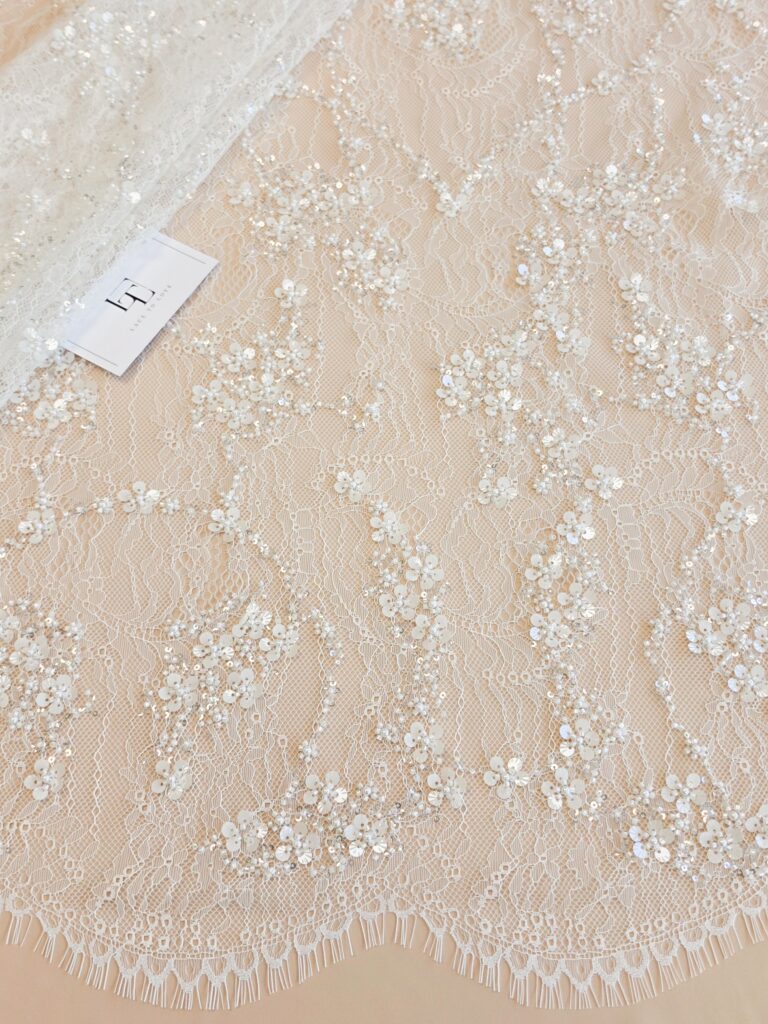 Beaded bridal lace fabric online shop delivery