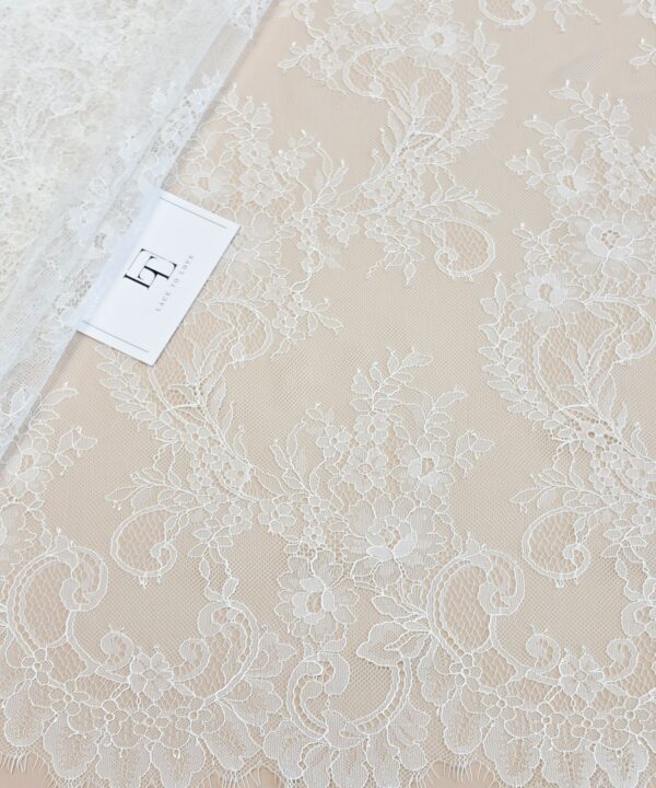 Delicate off white bridal lace fabric