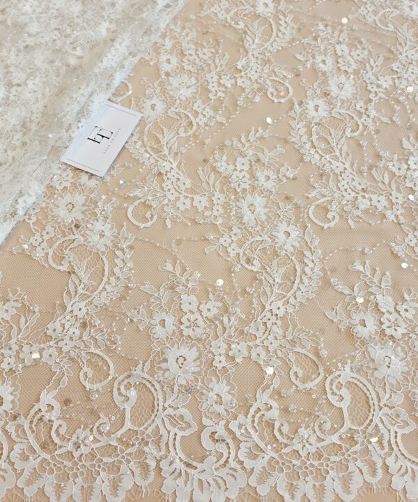 Embroidery white wedding bridal lace cloth sold by the yard