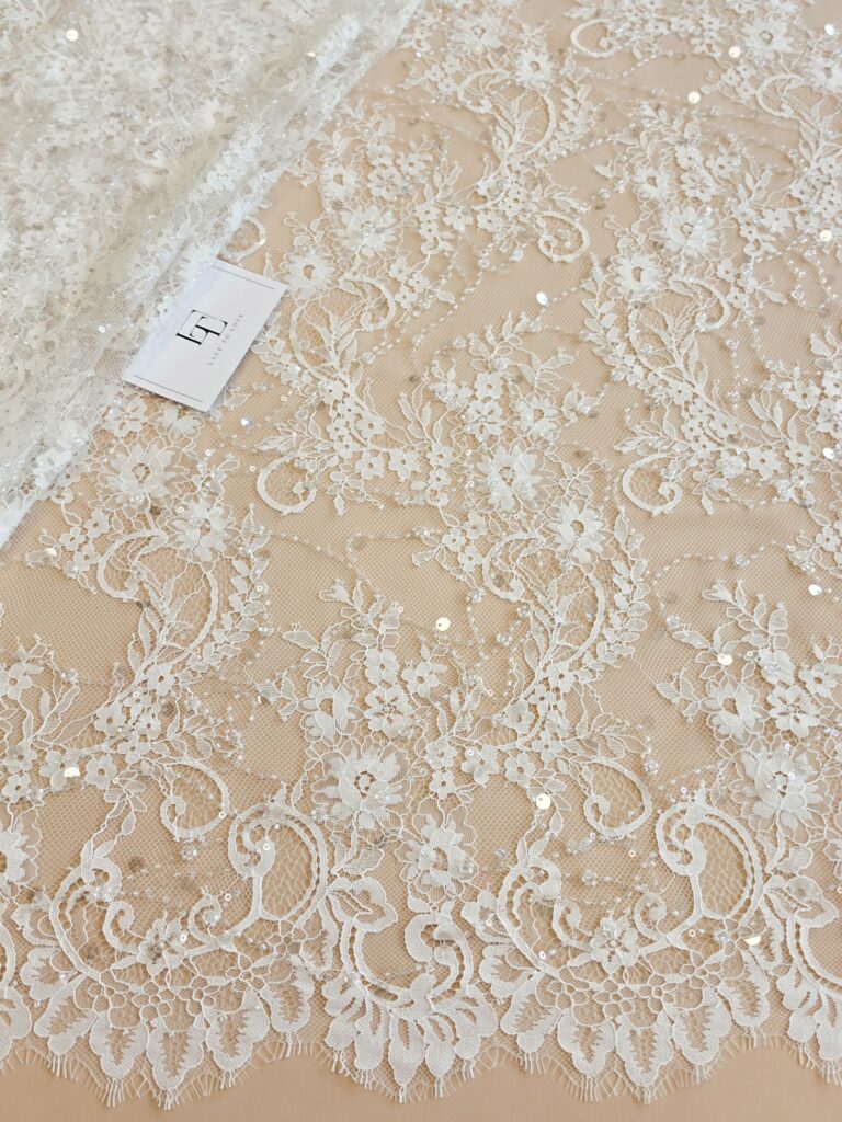 Embroidery white wedding bridal lace cloth sold by the yard
