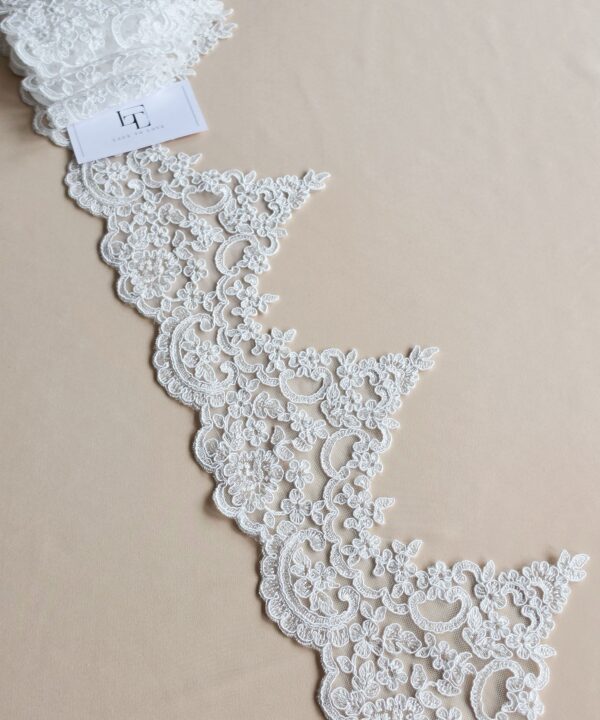 White Guipure eyelash lace trim fabric europe