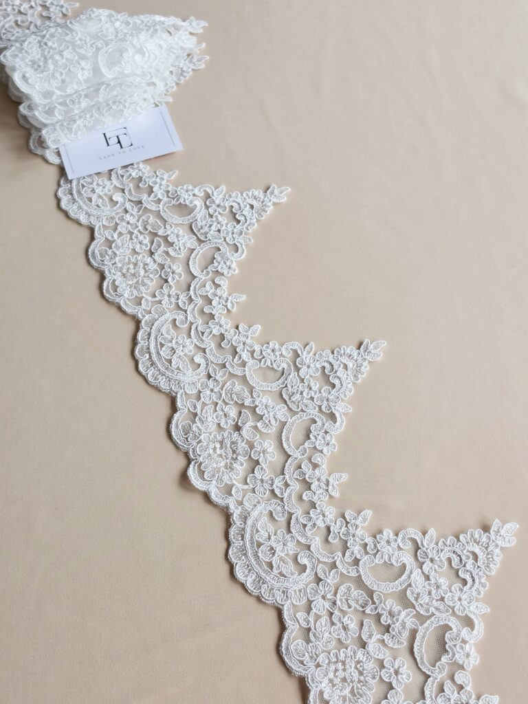 White Guipure eyelash lace trim fabric europe